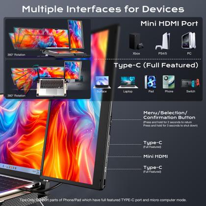 Imagem de Extensor de tela para notebook SMISEACOW F3 14", monitor triplo