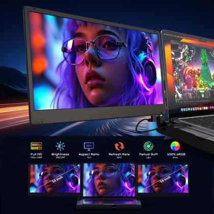 Imagem de Extensor de tela para notebook SMISEACOW F3 14", monitor triplo