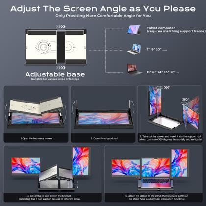 Imagem de Extensor de tela para notebook SMISEACOW F3 14", monitor triplo
