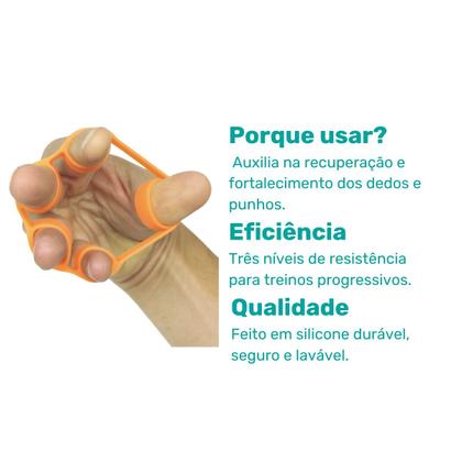 Imagem de Extensor Elastico para Exercitar Os Dedos - Pacote com 3 Unidades Longevitech