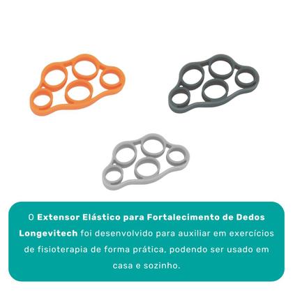 Imagem de Extensor Elastico para Exercitar Os Dedos - Pacote com 3 Unidades Longevitech