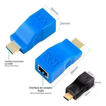 Imagem de Extensor Hdmi 3d 30 Metros Via 1 Cabo De Rede Rj45 Cat5e/6