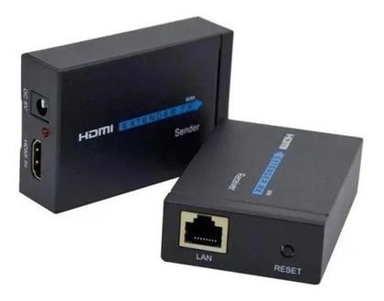 Imagem de Extensor Hdmi 60 Metros Cabo De Rede Rj45 Com Fonte