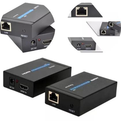 Imagem de Extensor Hdmi 60 Metros Para cabo De Rede Rj45 Cat5/6 2 Fontes NF