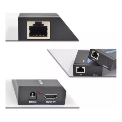 Imagem de Extensor Hdmi 60 Metros Para cabo De Rede Rj45 Cat5/6 2 Fontes NF