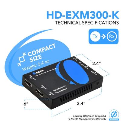 Imagem de Extensor HDMI OREI HD-EXM330-K 1080p 60 Hz 3D 100m de alcance