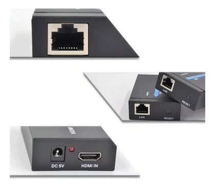 Imagem de Extensor Hdmi Rj45 60 Metros Adaptador Cabo Rede Cat 6 1080p