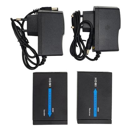 Imagem de Extensor Hdmi Rj45 60m 60 Metros Adaptador Cabo Rede Cat 6 7