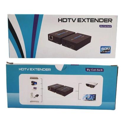 Imagem de Extensor Hdmi Rj45 60m 60 Metros Adaptador Cabo Rede Cat 6 7
