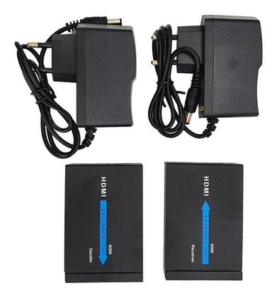 Imagem de Extensor Hdmi Rj45 60m 60 Metros Adaptador Cabo Rede Cat 6 7