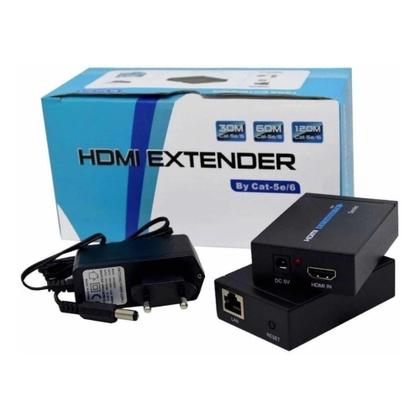 Imagem de Extensor Hdmi Rj45 60m 60 Metros Adaptador Cabo Rede Cat 6 7