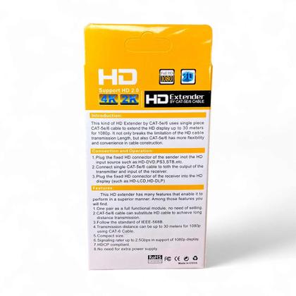 Imagem de Extensor HDMI RJ45 para Cabo de Rede LAN 30m Compatível com HDTV Full HD 1080p e 4K