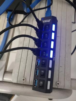 Imagem de Extensor Hub Usb 3.0 Switch 7 Portas Pc Notebook Hd High Speed Preto - Envio Rápido