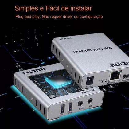 Imagem de Extensor Kvm Hdmi Full Hd Por Rede Ip 60 Metros 1080P 4K 2K