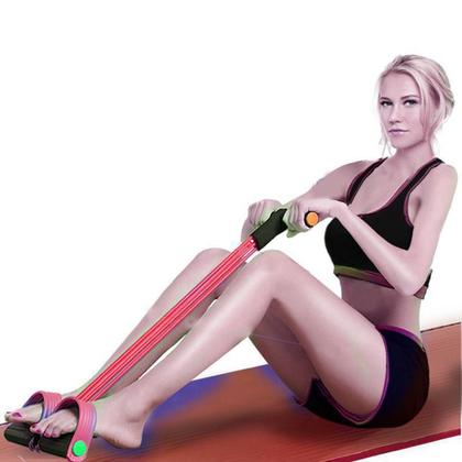 Imagem de Extensor Para Exercicio Fisico Elastico 4 Tubos Rosa
