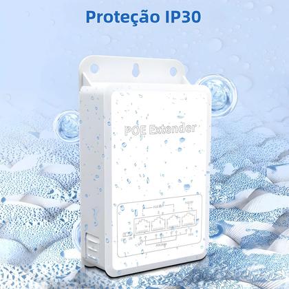 Imagem de Extensor POE À Prova d'Água Para Exterior Com 4 Portas, Repetidor POE De 100M, VLAN 44-57V 30W Para
