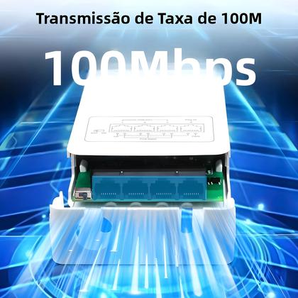 Imagem de Extensor POE À Prova d'Água Para Exterior Com 4 Portas, Repetidor POE De 100M, VLAN 44-57V 30W Para