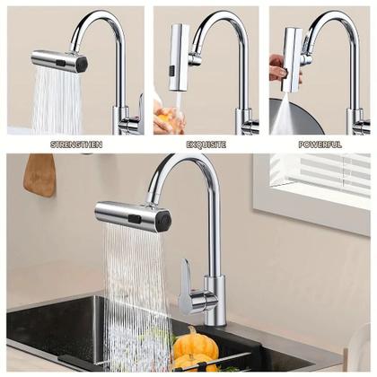 Imagem de Extensor Torneira 360 Giratório Chuveirinho 4 Jatos Adaptador Pia Filtro Equipamento