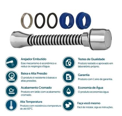 Imagem de Extensor Torneira Cromado 90,0mm Blukit