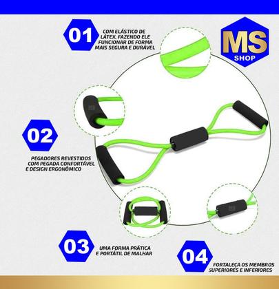 Imagem de Extensores Elásticos Ginástica Academia Exercício Casa Fit