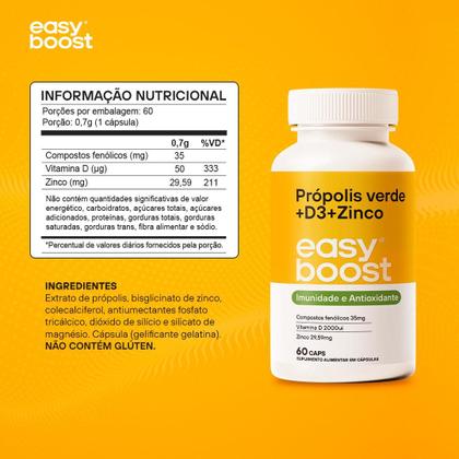 Imagem de Extrato De Própolis Verde D3 Zinco Easy Boost 120caps Kit 2x