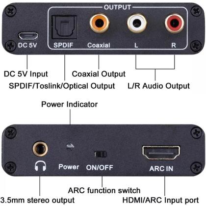 Imagem de EXTRATOR AUDIO HDMI 2k.4k RCA+P2 COM ARC