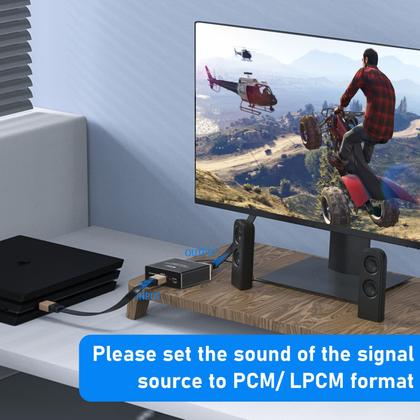 Imagem de Extrator de áudio HDMI para HDMI e óptico TOSLINK SPDIF 4K