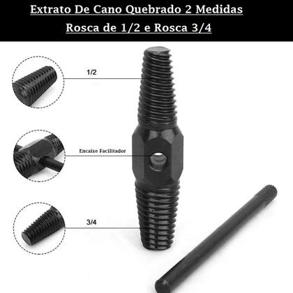 Imagem de Extrator Para Cano Quebrado Com Duas Pontas 1/2 Polegada E 3/4