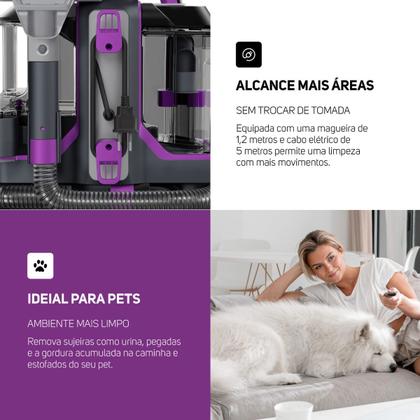 Imagem de Extratora Portátil 3 Em 1 WAP SPOTCLEANER W3 Cinza/Roxo 220v