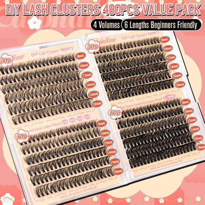 Imagem de Eyelash Clusters calphdiar Wispy Lash 30D+40D+50D+60D 480 unidades