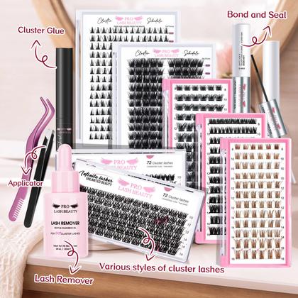 Imagem de Eyelash Clusters PRO LASHBEAUTY 140 unidades, 14 pares, comprimento de mistura