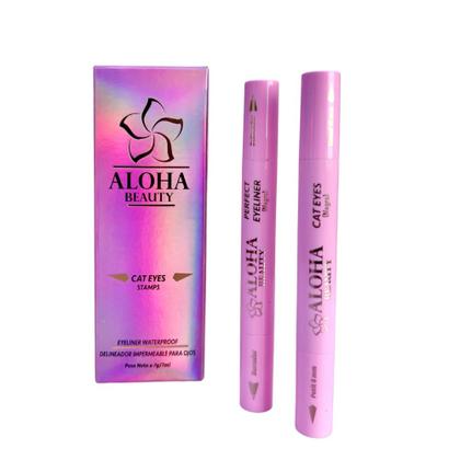 Imagem de Eyeliner Stamp Cat Eyes Waterproof Black 4 em 1 Aloha Beauty