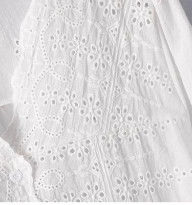 Imagem de F1602-Camisa Feminina Blusa Branca Renda Lese Laise Social Festa Réveillon Batizado Elegante Plus Size Manga 3/4