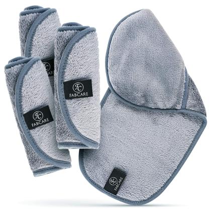 Imagem de FABCARE Maquiagem Removedor Cloth Microfibre (4 peças) - DERMATEST MUITO BOM - Lavável até 95C - Luva de remoção de maquiagem integrada - Panos de rosto de microfibra - Panos de removedor de maquiagem laváveis