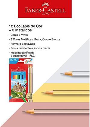 Imagem de Faber Castell Lápis De Cor Ecolápis 12 Cores + 3 Metálicas