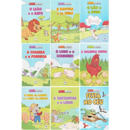 Imagem de Fábulas Contos Clássicos Infantis Histórias Lições Em Quadrinhos Kit 9 Gibis