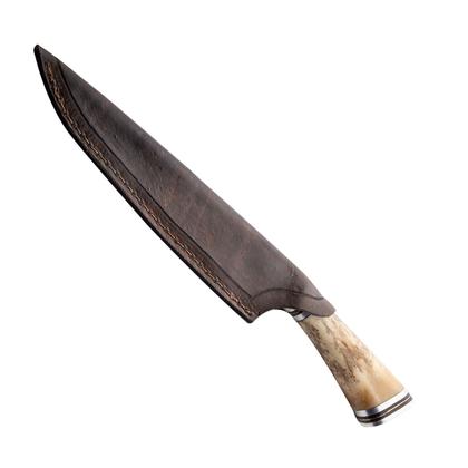 Imagem de Faca Artesanal Churrasco Em Aço Damasco com osso 8 Polegadas