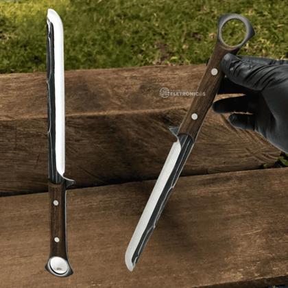 Imagem de Faca Artesanal com Lâmina Lisa Full Tang e Cabo de Madeira SLKAF64