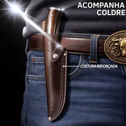 Imagem de Faca Boiadeira Artesanal Aço Inox Full Tang 31cm Com Bainha