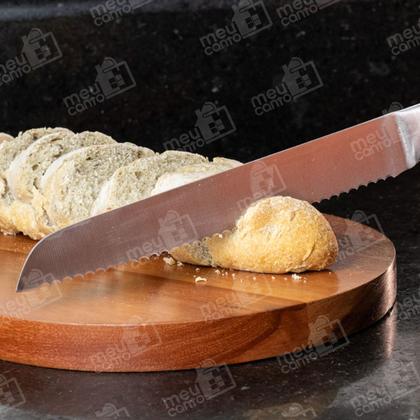 Imagem de Faca Chef Cozinha Serra Gourmet Para Pão Artesanal Confeitaria Profissional Picanheira Premium Em Aço Inox