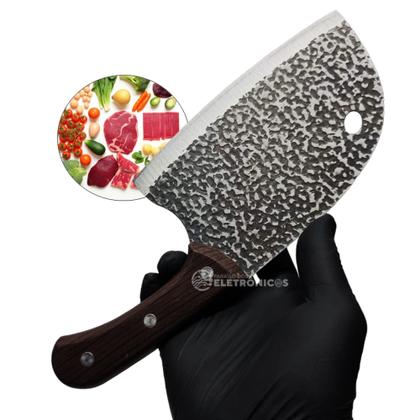 Imagem de Faca Cutelo Forjado À Mão Cozinha Culinária Corte Carne Osso Material Da Lâmina Aço Inox SLKAF51