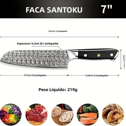 Imagem de Faca De Chef De 7 Polegadas Com Cabo Ergonômico, Kit De Faca Para Carne, Faca De Cozinha Japonesa,