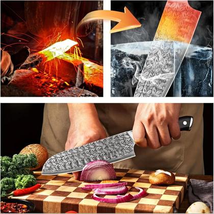 Imagem de Faca De Chef De 7 Polegadas Com Cabo Ergonômico, Kit De Faca Para Carne, Faca De Cozinha Japonesa,