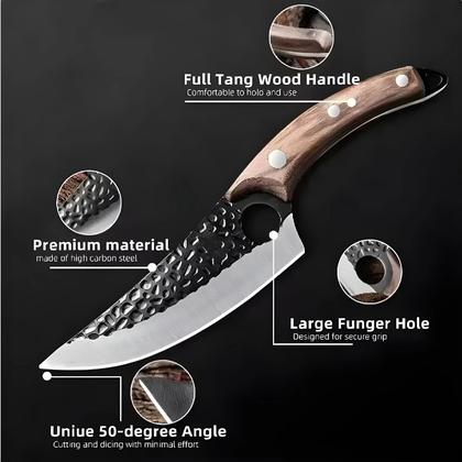 Imagem de Faca De Cozinha Profissional Artesanal Forjada, Cutelo De Açougueiro, Faca De Desossa, Cortador De