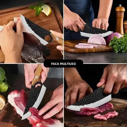 Imagem de Faca De Cozinha Profissional Artesanal Forjada, Cutelo De Açougueiro, Faca De Desossa, Cortador De