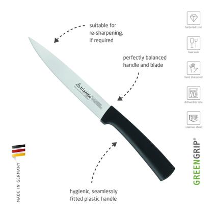 Imagem de Faca de cozinha triangular de aço inoxidável com borda ondulada de 16 cm