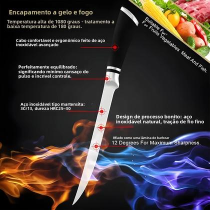 Imagem de Faca De Filé De Aço Inoxidável Com Cabo Antiderrapante, Faca De Cozinha Para Desossar E Cortar Carne