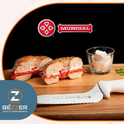 Imagem de Faca de Pão Sanduíche Lanche 23 cm Inox Cabo Ergonômico Antibacteriano Mundial Lâmina Serrilhada 5620-9e