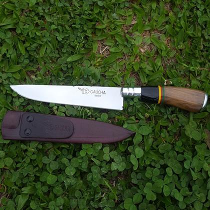 Imagem de Faca Gaúcha 6 Polegadas Cabo Madeira E Chifre Com Listras