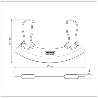 Imagem de Faca Inox para Legumes Meia Lua (Mezzaluna) com Cabo Polywood - Tramontina
